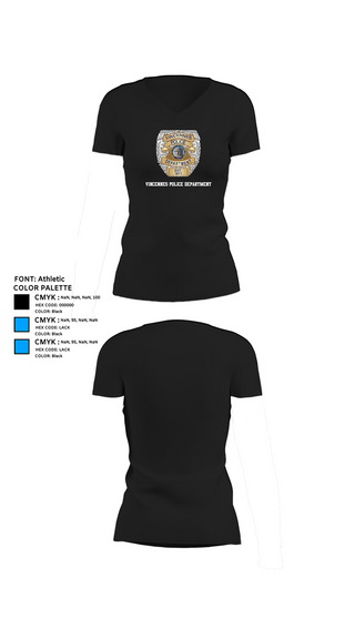 Womens Short Sleeve Vneck Shirt, Vincennes Police Department, , Teamtime, Team time, sublimation, custom sports apparel, team uniforms, spirit wear, spiritwear, sports uniforms, custom shirts, team store, custom team store, fundraiser sports, apparel fundraiser