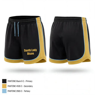 Womens Shorts, South Lady Bison, Wrestling, Teamtime, Team time, sublimation, custom sports apparel, team uniforms, spirit wear, spiritwear, sports uniforms, custom shirts, team store, custom team store, fundraiser sports, apparel fundraiser
