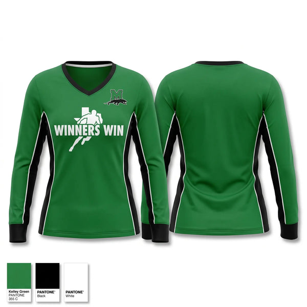 Womens Long Sleeve Vneck Shirt, Mabank, Cross Country, Teamtime, Team time, sublimation, custom sports apparel, team uniforms, spirit wear, spiritwear, sports uniforms, custom shirts, team store, custom team store, fundraiser sports, apparel fundraiser