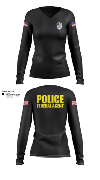 Womens Long Sleeve Vneck Shirt, IRS-CI, Police, Teamtime, Team time, sublimation, custom sports apparel, team uniforms, spirit wear, spiritwear, sports uniforms, custom shirts, team store, custom team store, fundraiser sports, apparel fundraiser