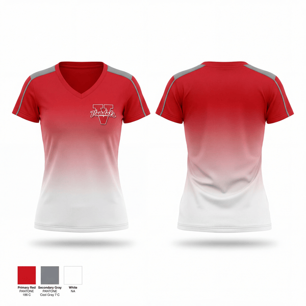 Womens Short Sleeve Vneck Shirt, Vandalia Vandals, Track & Field, Teamtime, Team time, sublimation, custom sports apparel, team uniforms, spirit wear, spiritwear, sports uniforms, custom shirts, team store, custom team store, fundraiser sports, apparel fundraiser