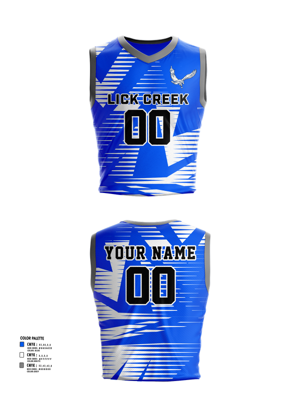 Mens Basketball Jersey, Lick Creek School Basketball, Men's Basketball, Teamtime, Team time, sublimation, custom sports apparel, team uniforms, spirit wear, spiritwear, sports uniforms, custom shirts, team store, custom team store, fundraiser sports, apparel fundraiser