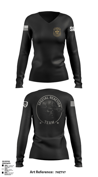 Womens Long Sleeve Vneck Shirt, 49th MP GBI Security Co., Army, Teamtime, Team time, sublimation, custom sports apparel, team uniforms, spirit wear, spiritwear, sports uniforms, custom shirts, team store, custom team store, fundraiser sports, apparel fundraiser