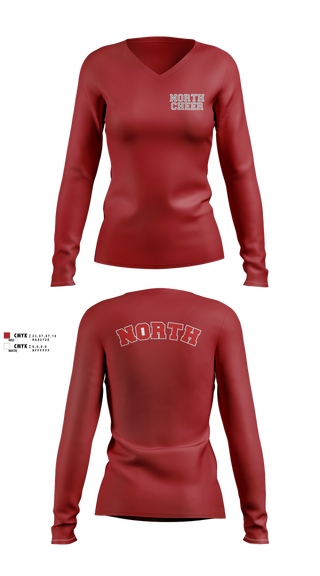 Womens Long Sleeve Vneck Shirt, North Attleborough High School Cheer, Cheer, Teamtime, Team time, sublimation, custom sports apparel, team uniforms, spirit wear, spiritwear, sports uniforms, custom shirts, team store, custom team store, fundraiser sports, apparel fundraiser
