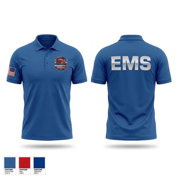 Short Sleeve Performance Polo, Priority 1 Rescue, EMS/EMT, Teamtime, Team time, sublimation, custom sports apparel, team uniforms, spirit wear, spiritwear, sports uniforms, custom shirts, team store, custom team store, fundraiser sports, apparel fundraiser