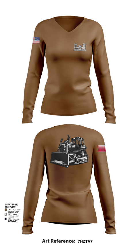 Womens Long Sleeve Vneck Shirt, A co 229th Heavy, , Teamtime, Team time, sublimation, custom sports apparel, team uniforms, spirit wear, spiritwear, sports uniforms, custom shirts, team store, custom team store, fundraiser sports, apparel fundraiser