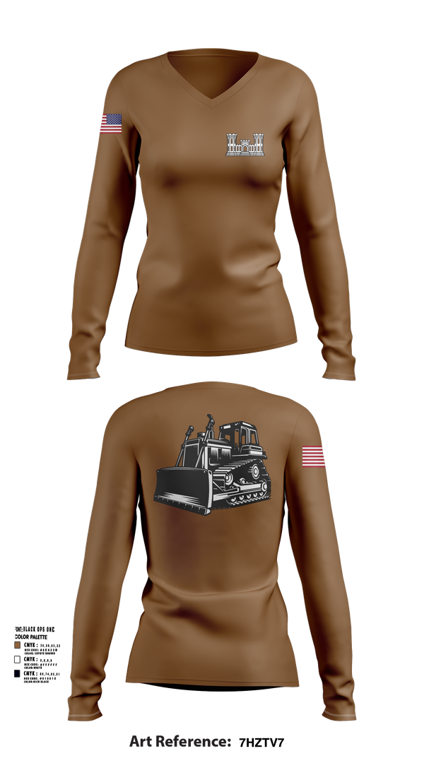 Womens Long Sleeve Vneck Shirt, A co 229th Heavy, , Teamtime, Team time, sublimation, custom sports apparel, team uniforms, spirit wear, spiritwear, sports uniforms, custom shirts, team store, custom team store, fundraiser sports, apparel fundraiser