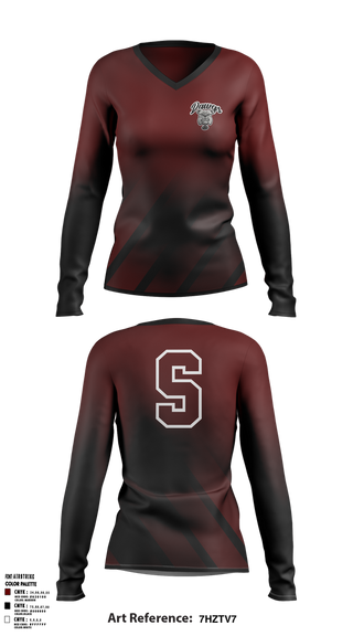 Womens Long Sleeve Vneck Shirt, Sobrato HS Bulldogs, , Teamtime, Team time, sublimation, custom sports apparel, team uniforms, spirit wear, spiritwear, sports uniforms, custom shirts, team store, custom team store, fundraiser sports, apparel fundraiser