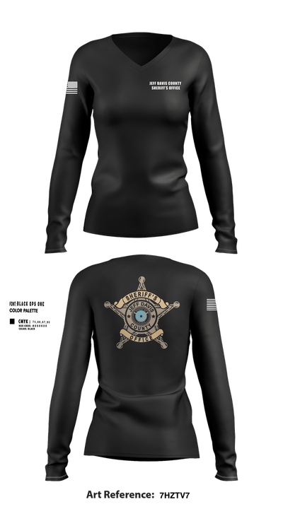 Jeff Davis County Sheriff’s Office 26513372 Women's Long Sleeve V-neck Shirt - 2