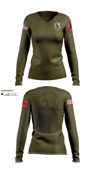 Womens Long Sleeve Vneck Shirt, 13th MDB, Army, Teamtime, Team time, sublimation, custom sports apparel, team uniforms, spirit wear, spiritwear, sports uniforms, custom shirts, team store, custom team store, fundraiser sports, apparel fundraiser