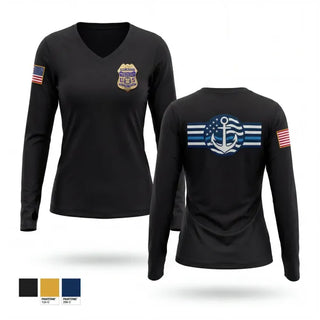 Womens Long Sleeve Vneck Shirt, IRS-CI, Police, Teamtime, Team time, sublimation, custom sports apparel, team uniforms, spirit wear, spiritwear, sports uniforms, custom shirts, team store, custom team store, fundraiser sports, apparel fundraiser