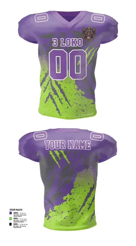 Football Jersey, 3 LOKO, , Teamtime, Team time, sublimation, custom sports apparel, team uniforms, spirit wear, spiritwear, sports uniforms, custom shirts, team store, custom team store, fundraiser sports, apparel fundraiser
