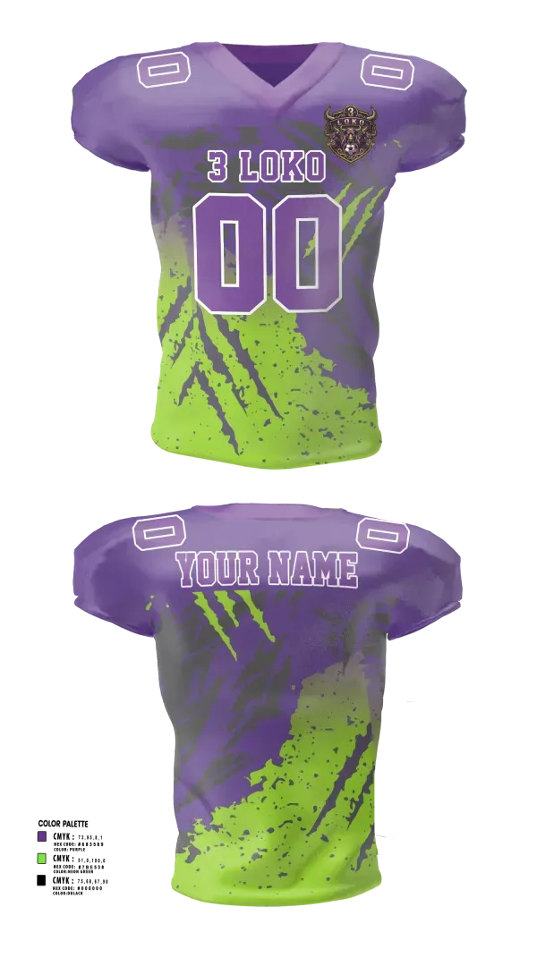 Football Jersey, 3 LOKO, , Teamtime, Team time, sublimation, custom sports apparel, team uniforms, spirit wear, spiritwear, sports uniforms, custom shirts, team store, custom team store, fundraiser sports, apparel fundraiser