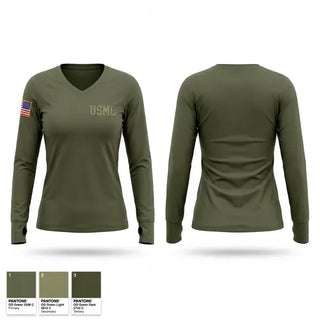 Womens Long Sleeve Vneck Shirt, N/A. I’m a USMC veteran. I want to sell apparel to all Marines., Marines, Teamtime, Team time, sublimation, custom sports apparel, team uniforms, spirit wear, spiritwear, sports uniforms, custom shirts, team store, custom team store, fundraiser sports, apparel fundraiser