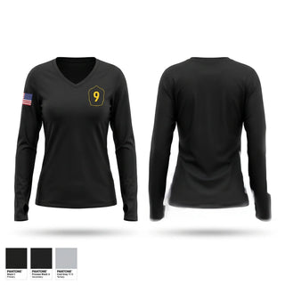 Womens Long Sleeve Vneck Shirt, Station 9, Fire Department, Teamtime, Team time, sublimation, custom sports apparel, team uniforms, spirit wear, spiritwear, sports uniforms, custom shirts, team store, custom team store, fundraiser sports, apparel fundraiser