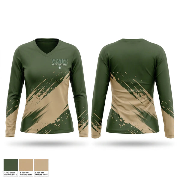 Womens Long Sleeve Vneck Shirt, Venice Indians, , Teamtime, Team time, sublimation, custom sports apparel, team uniforms, spirit wear, spiritwear, sports uniforms, custom shirts, team store, custom team store, fundraiser sports, apparel fundraiser