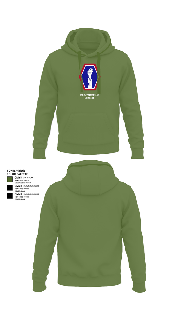 Hoodie, 100 Battalion 442 Infantry, Army, Teamtime, Team time, sublimation, custom sports apparel, team uniforms, spirit wear, spiritwear, sports uniforms, custom shirts, team store, custom team store, fundraiser sports, apparel fundraiser