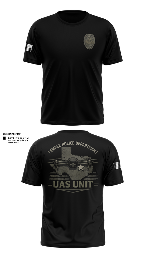 Short Sleeve Performance Shirt, Temple PD UAS, Police, Teamtime, Team time, sublimation, custom sports apparel, team uniforms, spirit wear, spiritwear, sports uniforms, custom shirts, team store, custom team store, fundraiser sports, apparel fundraiser