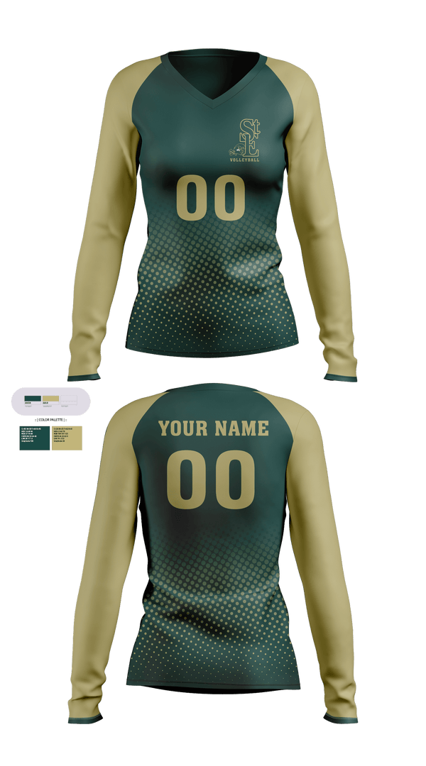 Women's Long Sleeve Vneck Shirt, Saint Edward High School Volleyball, Women's Volleyball, Teamtime, Team time, sublimation, custom sports apparel, team uniforms, spirit wear, spiritwear, sports uniforms, custom shirts, team store, custom team store, fundraiser sports, apparel fundraiser
