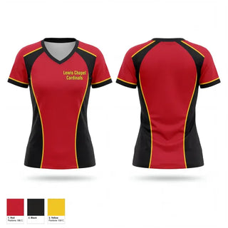 Womens Short Sleeve Vneck Shirt, Lewis Chapel Cardinals, Baseball, Teamtime, Team time, sublimation, custom sports apparel, team uniforms, spirit wear, spiritwear, sports uniforms, custom shirts, team store, custom team store, fundraiser sports, apparel fundraiser