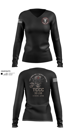 Womens Long Sleeve Vneck Shirt, 3d LSB, Navy, Teamtime, Team time, sublimation, custom sports apparel, team uniforms, spirit wear, spiritwear, sports uniforms, custom shirts, team store, custom team store, fundraiser sports, apparel fundraiser