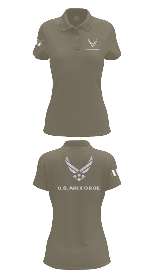 Womens Short Sleeve Performance Polo, USAF Volunteer, Air Force, Teamtime, Team time, sublimation, custom sports apparel, team uniforms, spirit wear, spiritwear, sports uniforms, custom shirts, team store, custom team store, fundraiser sports, apparel fundraiser