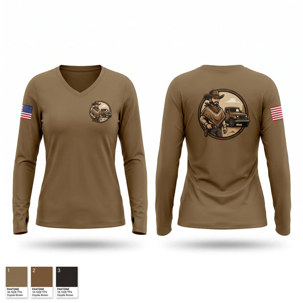 Womens Long Sleeve Vneck Shirt, Oscar Company 1st PLT, Army, Teamtime, Team time, sublimation, custom sports apparel, team uniforms, spirit wear, spiritwear, sports uniforms, custom shirts, team store, custom team store, fundraiser sports, apparel fundraiser
