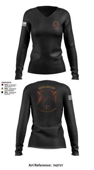 Womens Long Sleeve Vneck Shirt, Bravo 3-6 ADA, Army, Teamtime, Team time, sublimation, custom sports apparel, team uniforms, spirit wear, spiritwear, sports uniforms, custom shirts, team store, custom team store, fundraiser sports, apparel fundraiser