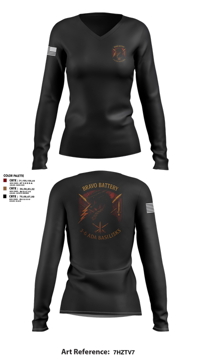 Bravo 3-6 ADA 76703101 Women's Long Sleeve V-neck Shirt - 110
