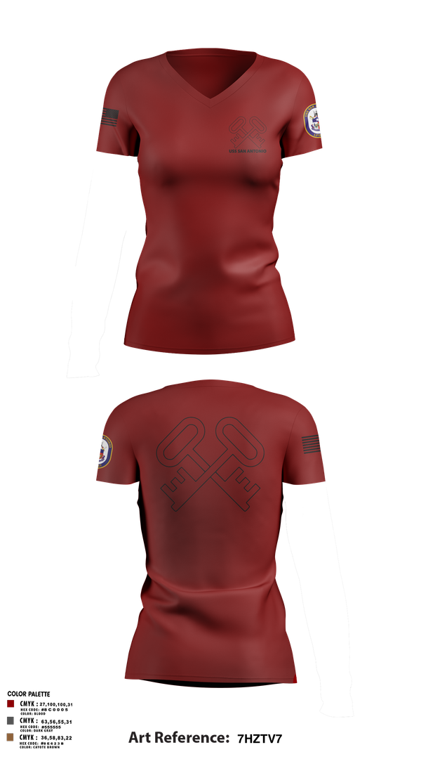 Womens Short Sleeve Vneck Shirt, Uss San Antonio, Navy, Teamtime, Team time, sublimation, custom sports apparel, team uniforms, spirit wear, spiritwear, sports uniforms, custom shirts, team store, custom team store, fundraiser sports, apparel fundraiser