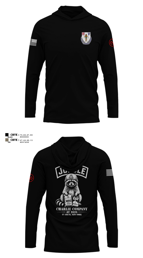 Long Sleeve hooded sunshirt, 1/182 1st Platoon, National Guard, Teamtime, Team time, sublimation, custom sports apparel, team uniforms, spirit wear, spiritwear, sports uniforms, custom shirts, team store, custom team store, fundraiser sports, apparel fundraiser
