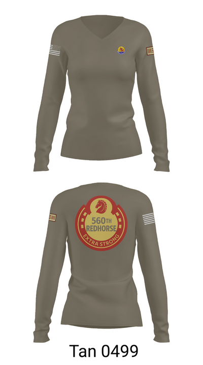 560th Redhorse Unit 43549441 Women's Long Sleeve V-neck Shirt - 77