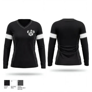 Womens Long Sleeve Vneck Shirt, Barbarians Hawaii, Rugby, Teamtime, Team time, sublimation, custom sports apparel, team uniforms, spirit wear, spiritwear, sports uniforms, custom shirts, team store, custom team store, fundraiser sports, apparel fundraiser