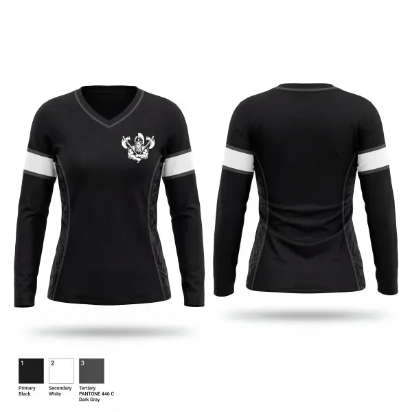Womens Long Sleeve Vneck Shirt, Barbarians Hawaii, Rugby, Teamtime, Team time, sublimation, custom sports apparel, team uniforms, spirit wear, spiritwear, sports uniforms, custom shirts, team store, custom team store, fundraiser sports, apparel fundraiser