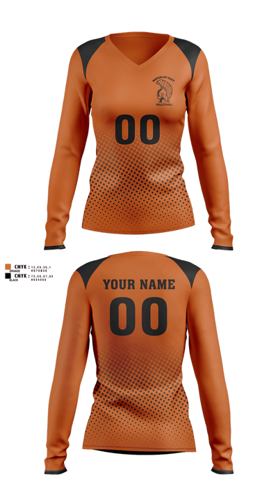 Waterloo East Volleyball 11844990 Women's Long Sleeve V-neck Shirt - 1