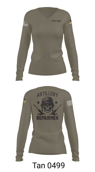 Womens Long Sleeve Vneck Shirt, ARMT 1-320th Field Artillery, Army, Teamtime, Team time, sublimation, custom sports apparel, team uniforms, spirit wear, spiritwear, sports uniforms, custom shirts, team store, custom team store, fundraiser sports, apparel fundraiser