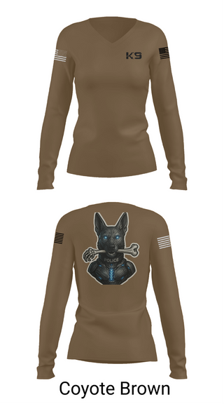 Womens Long Sleeve Vneck Shirt, Willoughby K9, Police, Teamtime, Team time, sublimation, custom sports apparel, team uniforms, spirit wear, spiritwear, sports uniforms, custom shirts, team store, custom team store, fundraiser sports, apparel fundraiser