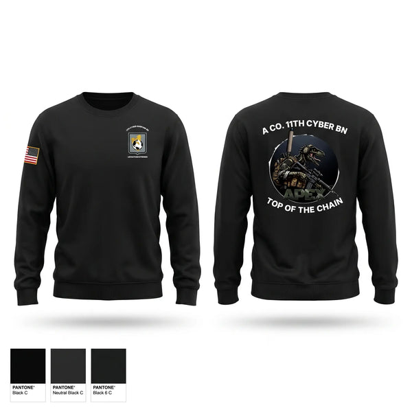 Crew Neck Sweatshirt, A Co. 11th Cyber Warfare BN, Army, Teamtime, Team time, sublimation, custom sports apparel, team uniforms, spirit wear, spiritwear, sports uniforms, custom shirts, team store, custom team store, fundraiser sports, apparel fundraiser