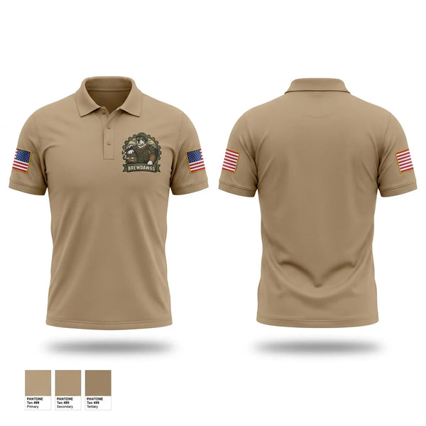 Short Sleeve Performance Polo, E2 Brewdawgs, Army, Teamtime, Team time, sublimation, custom sports apparel, team uniforms, spirit wear, spiritwear, sports uniforms, custom shirts, team store, custom team store, fundraiser sports, apparel fundraiser