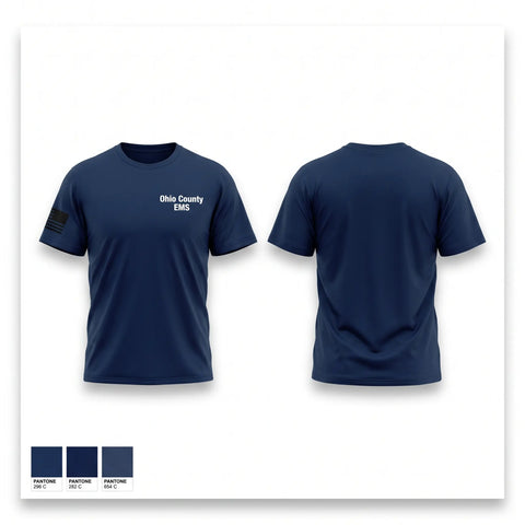 Old School Cotton Feel Shirt, Ohio County EMS, EMS/EMT, Teamtime, Team time, sublimation, custom sports apparel, team uniforms, spirit wear, spiritwear, sports uniforms, custom shirts, team store, custom team store, fundraiser sports, apparel fundraiser