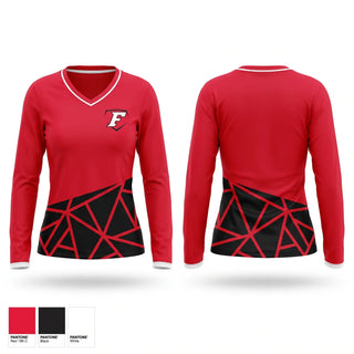 Womens Long Sleeve Vneck Shirt, Cap City Force - Gray, Softball, Teamtime, Team time, sublimation, custom sports apparel, team uniforms, spirit wear, spiritwear, sports uniforms, custom shirts, team store, custom team store, fundraiser sports, apparel fundraiser