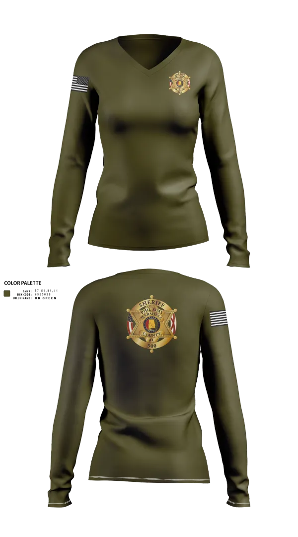 Womens Long Sleeve Vneck Shirt, Marshall county sheriffs office, , Teamtime, Team time, sublimation, custom sports apparel, team uniforms, spirit wear, spiritwear, sports uniforms, custom shirts, team store, custom team store, fundraiser sports, apparel fundraiser