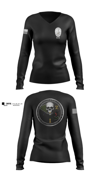 Womens Long Sleeve Vneck Shirt, New Bern Police Violent Crime Unit, Police, Teamtime, Team time, sublimation, custom sports apparel, team uniforms, spirit wear, spiritwear, sports uniforms, custom shirts, team store, custom team store, fundraiser sports, apparel fundraiser