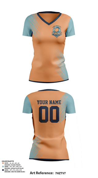 Womens Short Sleeve Vneck Shirt, LowCountry Peaches, Softball, Teamtime, Team time, sublimation, custom sports apparel, team uniforms, spirit wear, spiritwear, sports uniforms, custom shirts, team store, custom team store, fundraiser sports, apparel fundraiser