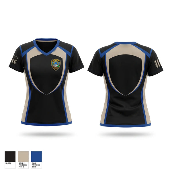 Womens Short Sleeve Vneck Shirt, Port St. Joe Police Department, Police, Teamtime, Team time, sublimation, custom sports apparel, team uniforms, spirit wear, spiritwear, sports uniforms, custom shirts, team store, custom team store, fundraiser sports, apparel fundraiser