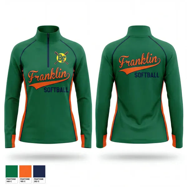 Quarter Zip Jacket, Benjamin Franklin High School Softball, Softball, Teamtime, Team time, sublimation, custom sports apparel, team uniforms, spirit wear, spiritwear, sports uniforms, custom shirts, team store, custom team store, fundraiser sports, apparel fundraiser