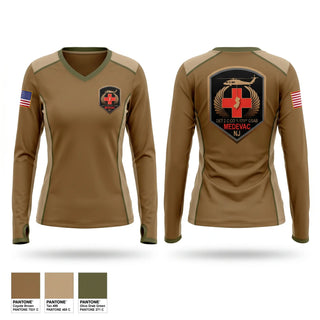 Womens Long Sleeve Vneck Shirt, 1-171 MEDEVAC, National Guard, Teamtime, Team time, sublimation, custom sports apparel, team uniforms, spirit wear, spiritwear, sports uniforms, custom shirts, team store, custom team store, fundraiser sports, apparel fundraiser