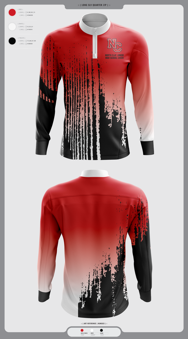 Quarter Zip Jacket, North Clay Junior High School Cheer, Cheer, Teamtime, Team time, sublimation, custom sports apparel, team uniforms, spirit wear, spiritwear, sports uniforms, custom shirts, team store, custom team store, fundraiser sports, apparel fundraiser