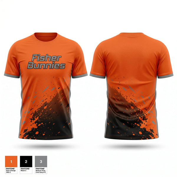 Soft Poly Tee Cotton Like Feel, Fisher Bunnies, Cross Country, Teamtime, Team time, sublimation, custom sports apparel, team uniforms, spirit wear, spiritwear, sports uniforms, custom shirts, team store, custom team store, fundraiser sports, apparel fundraiser