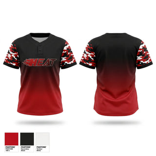 Two Button Softball Jersey, HEAT, Softball, Teamtime, Team time, sublimation, custom sports apparel, team uniforms, spirit wear, spiritwear, sports uniforms, custom shirts, team store, custom team store, fundraiser sports, apparel fundraiser